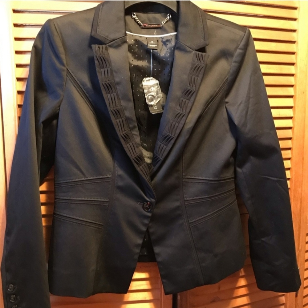 White House Black Market Black Sateen Jacket